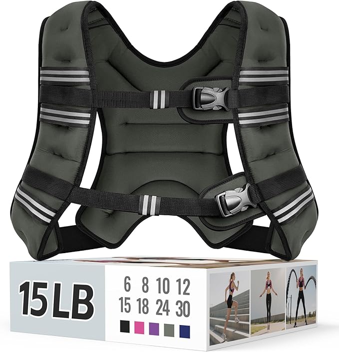 Weighted Vest for Women & Men with Reflective Stripe and Adjustable Buckle, Comfortable & Durable Rucking Vest for Walking, Running & Strength Training