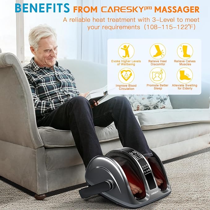 Shiatsu Foot Massager with Heat, FSA Store Eligible Items, 3-Heating for Circulation and Pain Relief, Deep Kneading Rolling for Calf-Feet-Arm Relaxation, Plantar Fasciitis, Neuropathy