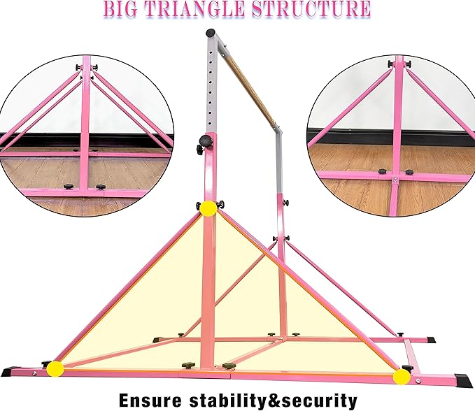 Gymnastic Bar for Kid and Teenage Ages 3-25, 5 FT / 6 FT Base Length, 5 FT / 6 FT Height, Gymnastic Kip Bar Horizontal Bar for Gymnast, Gymnastic Training Equipment for Home and Club Use