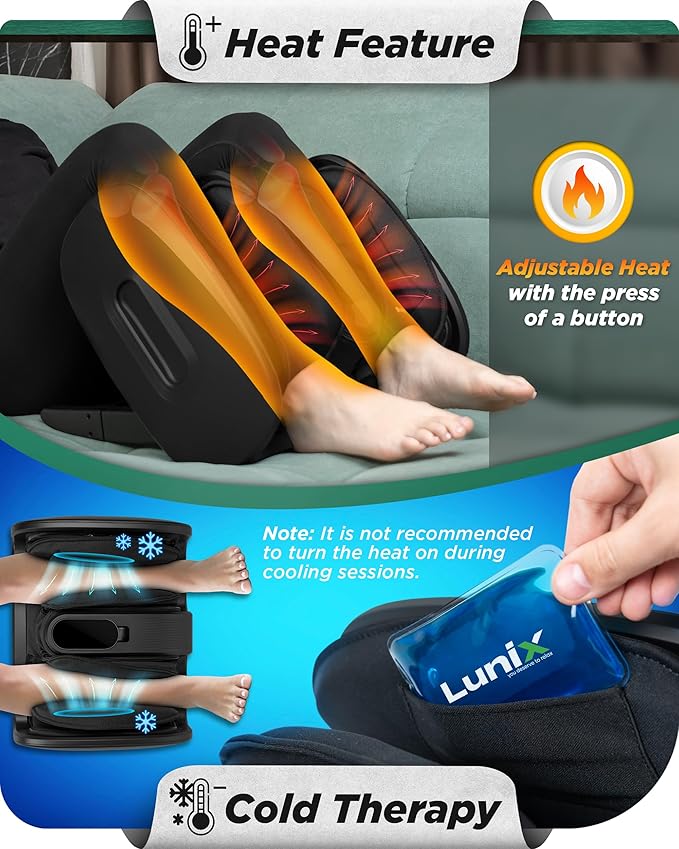 Lunix LX21 Shiatsu Foot and Calf Massager with Heat & Remote – Pain Relief for Plantar Fasciitis, Neuropathy, and Circulation, Ankle & Foot Massager, Black
