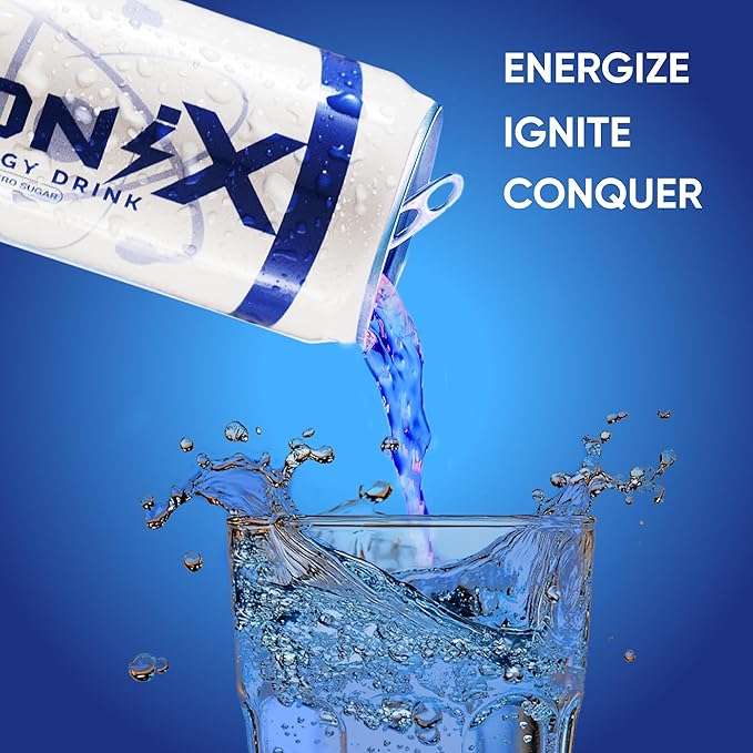 IoniX Nootropic Energy Drink- Zero Sugar- 12fl oz, pack of 12- 150mg Natural Caffeine from Green Tea- Mental Clarity, Focus, Vitamin B Complex, Vitamin C, Organic Agave Inulin (Prebiotic), Natural energy boost