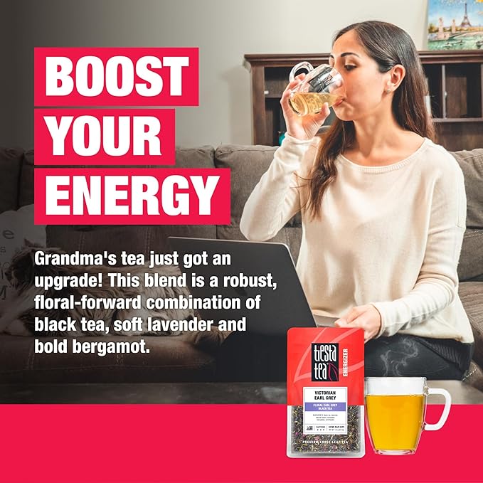 Tiesta Tea - Victorian Earl Grey, Loose Leaf, Floral Earl Grey Black Tea, Premium Blend, High Caffeinated Black, Make Hot or Iced Brews Up to 25 Cups, 1.8 Ounce Resealable Pouch