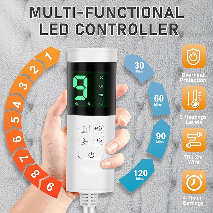 Large Heating Pad,OCSOSO Extra Large Heating Pad for Back Pain Relief Electric Heating for Period Cramps Knee Leg Pain Relief Moist/Dry Heat 10 Heat Setting (24"×12")