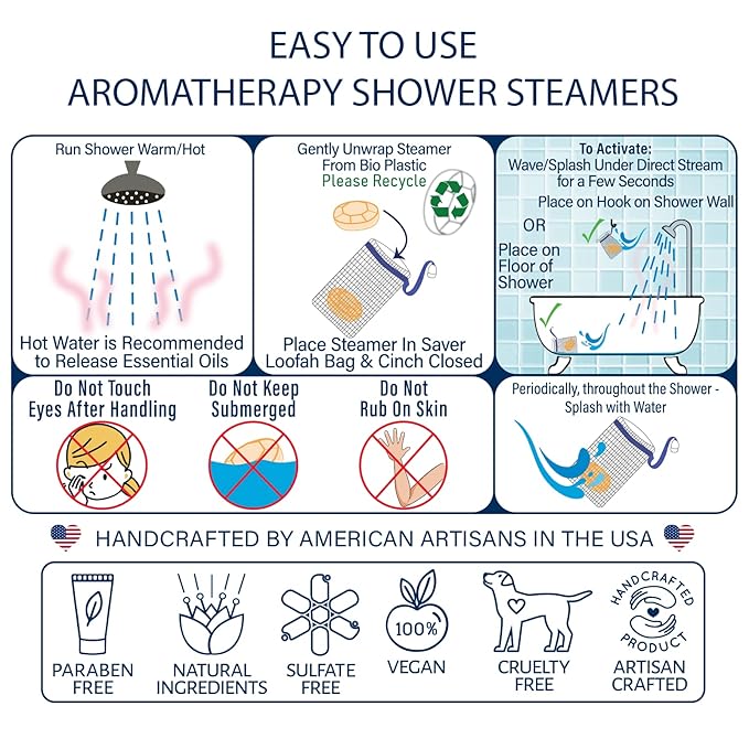 Shower Bombs Aromatherapy in Your Shower, American Made by Luxiny, Shower Steamer Tablets Melt to Release a Fragrant Vapor for Natural Stress Relief – Pack of 4 XL Steamers (Rosemary Lavender)