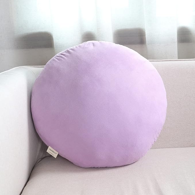 Light Purple Round Throw Pillow 16x16 Down-like Polyester Filling Super Soft Elastic Circle Floor Pillow Fluffy Pillow 40cm Decorative Cushion for Couch Bedroom, 1 Piece