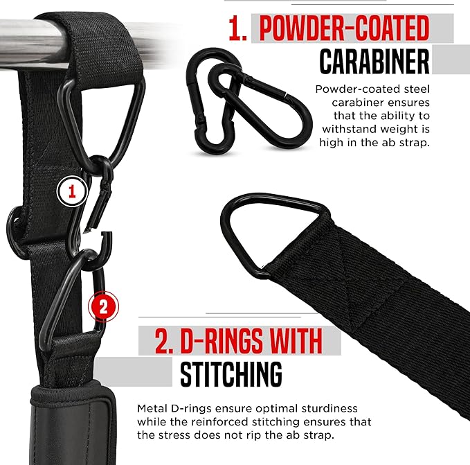 RDX AB Straps for Pull Up Bar Hanging (Pair), Maya Hide Leather, Abdominal Muscle Building Padded Arm Support Slings with D-Ring Strap, Leg Raise Exercise Fitness Workout Strength Training, Men Women