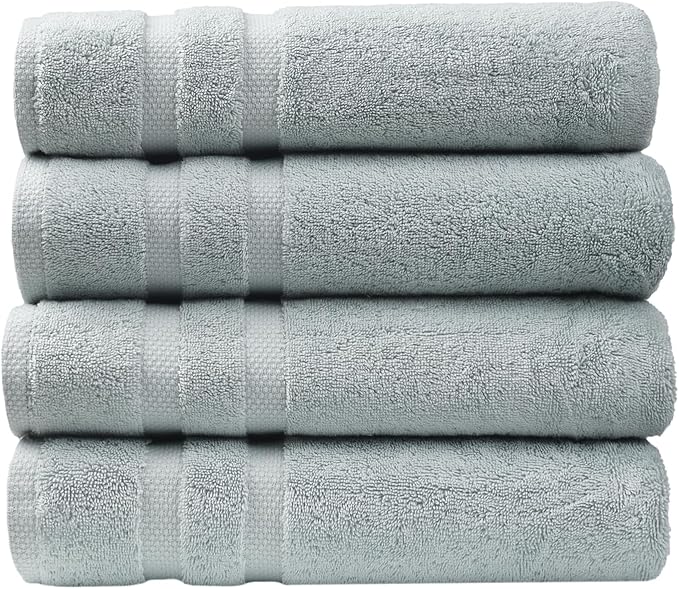 SOFE H&L | Olea Luxury Cotton Turkish Bath Towels Set of 4 Light Blue | Premium, Soft, Durable, Absorbent | Hotel Quality Plush Towels and Thick Towel Sets