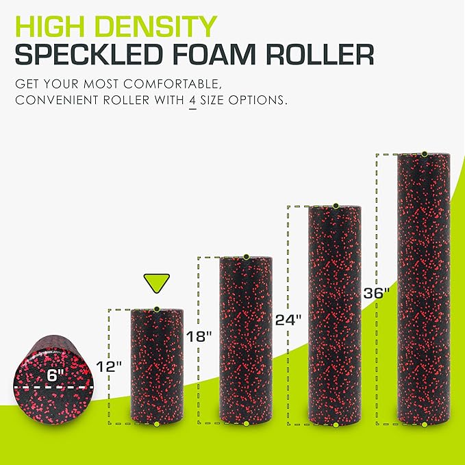 ProsourceFit High Density Foam Rollers 12 - inches Long, Firm Full Body Athletic Massage Tool for Back Stretching, Yoga, Pilates, Post Workout Muscle Recuperation