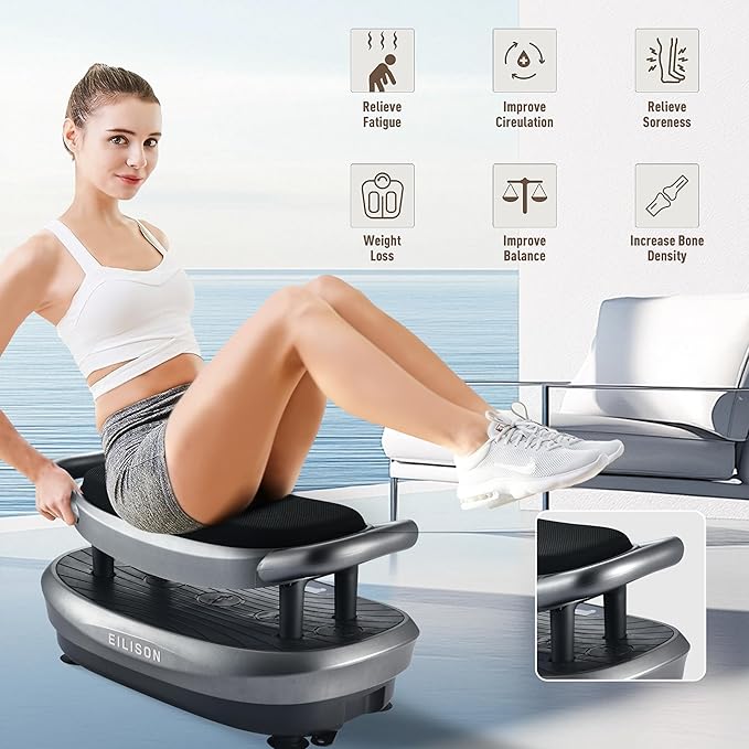 EILISON FITABS 3D Vibration Plate Exercise Machine with Seat - Ocsillation, Pulsation + Vibration Platform, Push Up | Vibration Machine for Lymphatic Drainage, Weight Loss, Recovery