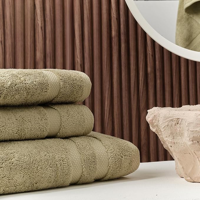 SOFE H&L | Olea Luxury Cotton Turkish Bath Towels Set of 4 Green | Premium, Soft, Durable, Absorbent | Hotel Quality Plush Towels and Thick Towel Sets