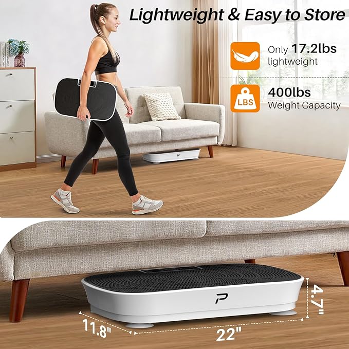 Vibration Plate Exercise Machine - 99 Speeds, 400LBS Capacity Quiet Whole Body Vibration Platform for Weight Loss & Lymphatic Drainage with Bluetooth Music, Remote & Touchscreen Control