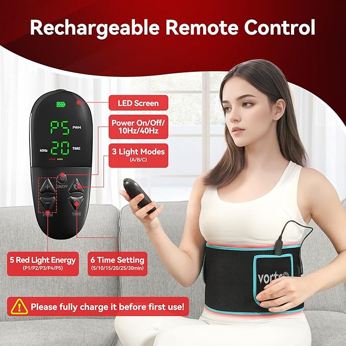 Red Light Therapy, Portable Red Light Therapy Belt with 150 Upgraded 3 in 1 LED Beads, 660nm & 850nm Red Light Therapy for Body, Red Light Therapy Device for Waist Back Knees Shoulder Legs