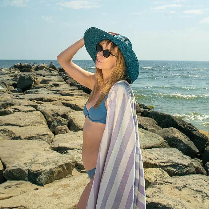 The Good Earth | 4 Pack Oversized Turkish Beach Towel Set Made of 100% Cotton | Luxury Turkish Beach Towels 35" x 78" | Turkish Beach Towels Oversized | Designed in USA | Ancara - Lilac