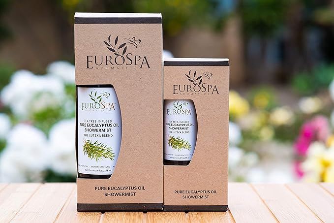 EuroSpa Aromatics Pure Eucalyptus Oil ShowerMist and Steam Room Spray, All-Natural Premium Aromatherapy Essential Oils - Tea Tree Infused, 2oz