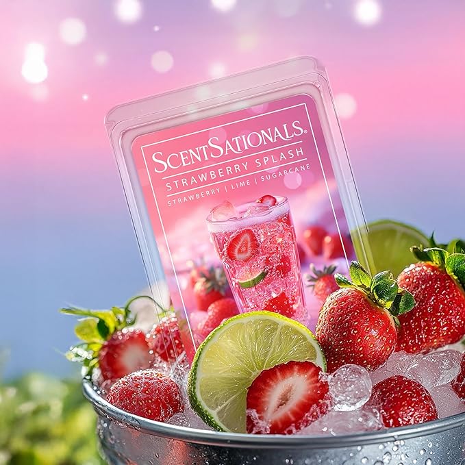 Scentsationals Wax Melts, Wax Cubes Strong Scent – Soda Collection Strawberry Splash – Long Lasting Scented Melts for Warmer, 10oz (24-Cubes)
