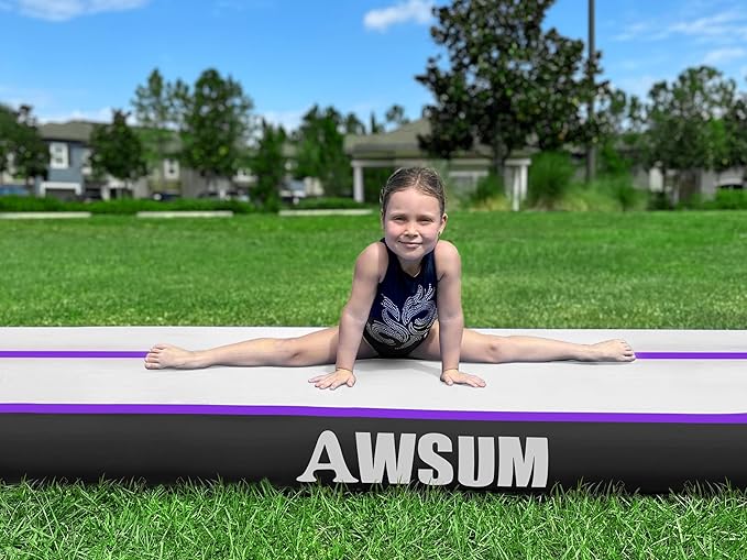 AWSUM Inflatable Air Gymnastics Mat 10ft/13ft/16ft/20ft/23ft Training mat 4/8 inches Thick tumbling mat with Electric Pump for Home/Gym/Outdoor