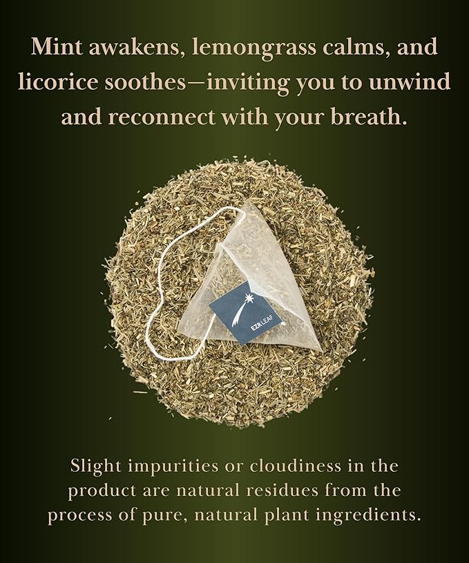 EZR Leaf Mint Herbal Tea, Caffeine Free Decaf, Pyramid Tea Bags 20 Counts 2.1 Once German Peppermint, Lemongrass, Licorice Blend for Relaxation, After-Meal, Bedtime