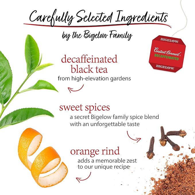 Bigelow Decaffeinated Constant Comment Black Tea Bags, 20 Count Box (Pack of 6) Decaf Black Tea, 120 Tea Bags Total