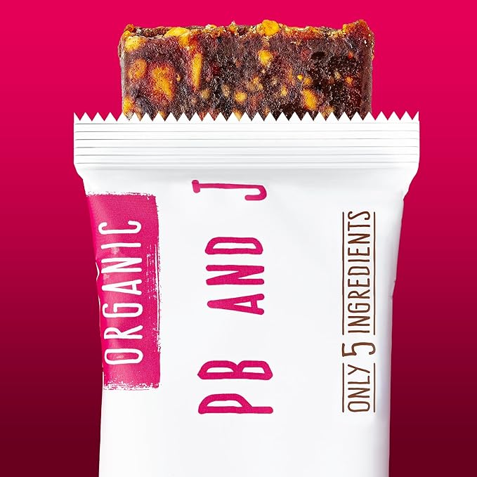 JONESBAR (Peanut Butter & Jelly, 4 Count (Pack of 1)), USDA Organic Fruit & Nut Bar, Non-GMO, Kosher, Vegan, Gluten Free, Simple Snack Bar