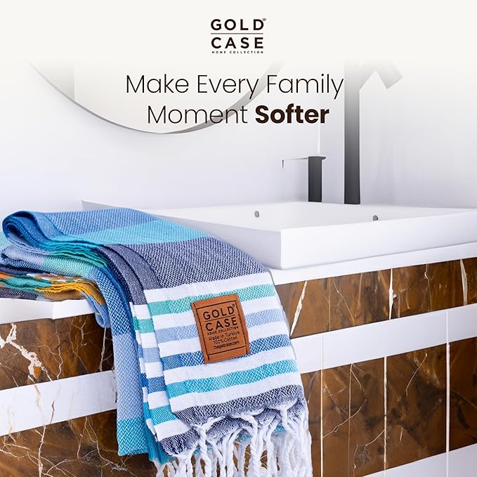 GOLD CASE HOME COLLECTION Olympos Original Turkish Hand Towels by - Set of 6-20x40 inches 100% Cotton Decorative Bathroom & Kitchen for Hand, Face, Hair, SPA, Farmhouse, Gym, Tea and Dishcloth, Black