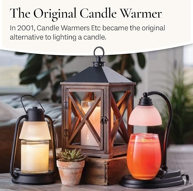 Candle Warmers ETC. Vintage Bulb Illumination Fragrance Warmer- Light-Up Warmer for Warming Scented Candle Wax Melts and Tarts to Freshen Room, Walnut & Rope