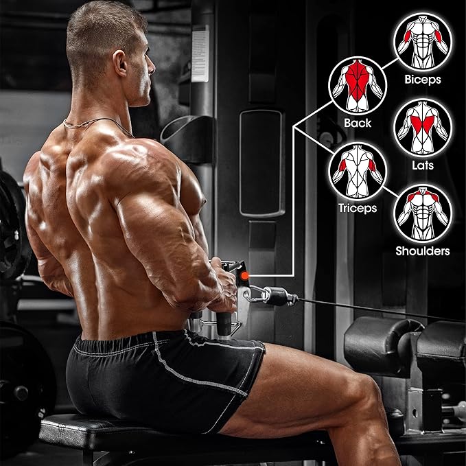 Yes4All Cable Machine Attachment, Double D Hanlde & Tricep Rope Cable Attachment, Weight Machine Accessories Load 880 LB for Home Gym