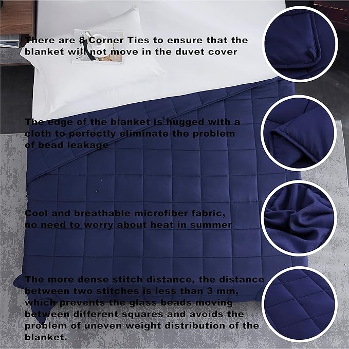 L'AGRATY Weighted Blanket - 60"x80" 22lbs Cooling Breathable Heavy Blanket Microfiber Material with Glass Beads for Adult All-Season Summer Fall Winter Soft Thick Comfort