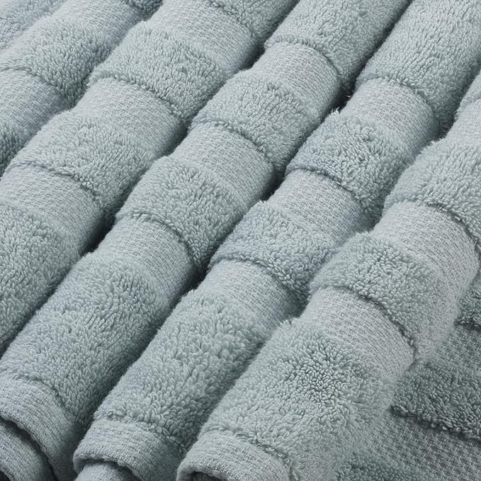 SOFE H&L | Olea Luxury Turkish Cotton Bath Towels Set of 6 : 2 Bath Towels 2 Hand Towels 2 Wash Cloths, Light Blue | Thick, Premium, Soft, Durable, Absorbent - Hotel Quality Towel Sets for Bathroom