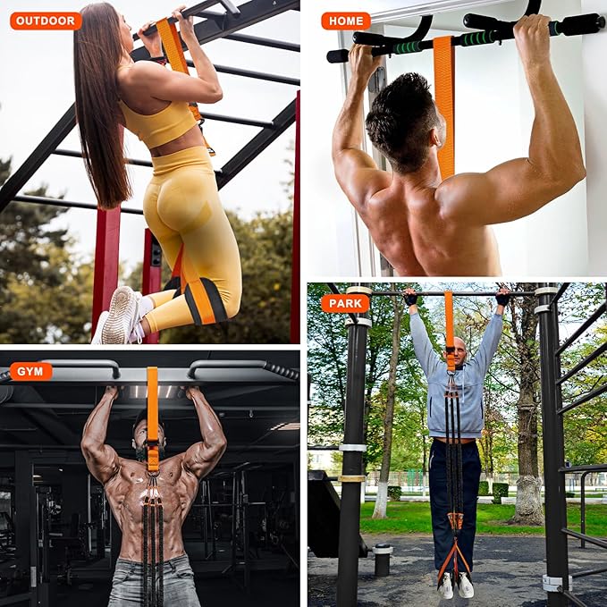 HPYGN Pull Up Assistance Bands, Heavy Duty Resistance Band for Pull Up Bar, Adjustable Weight/Size with Fabric Feet/Knee Rest, Bands for Pull Up Assist for Strength Training, Pull Up Assist Band