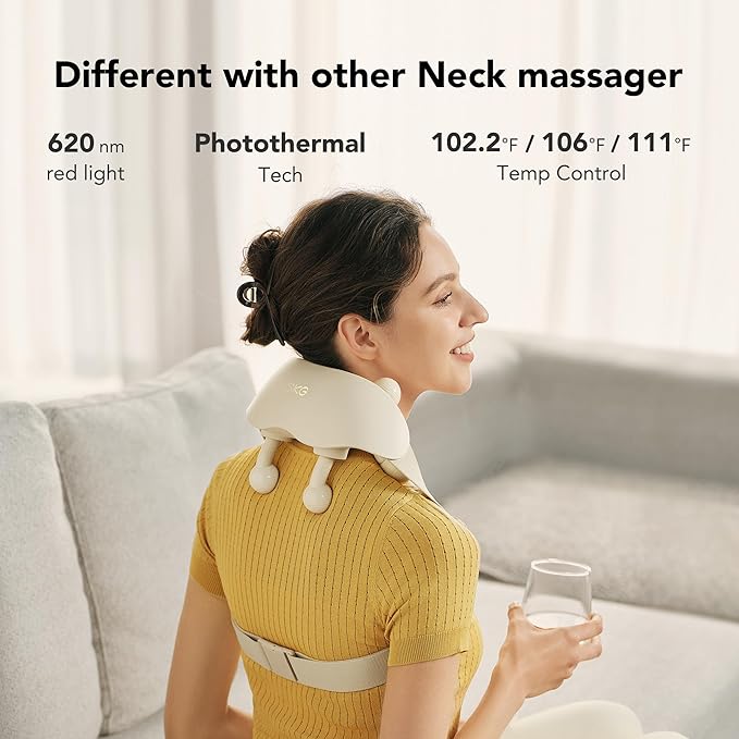 SKG Neck Massager for Pain Relief Deep Tissue Shiatsu Neck and Shoulder Massger with Heat Cordless Neck Massager HS500