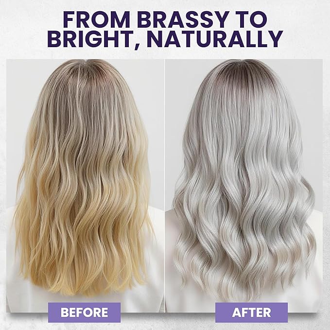 Professional Purple Shampoo & Conditioner Set with Tea Tree Oil for Silver & Grey Hair, Anti-Brass Toner, Neutralizes Yellow Tones, Revitalizes Color & Relieves Itchy Scalp, 16 fl oz Each
