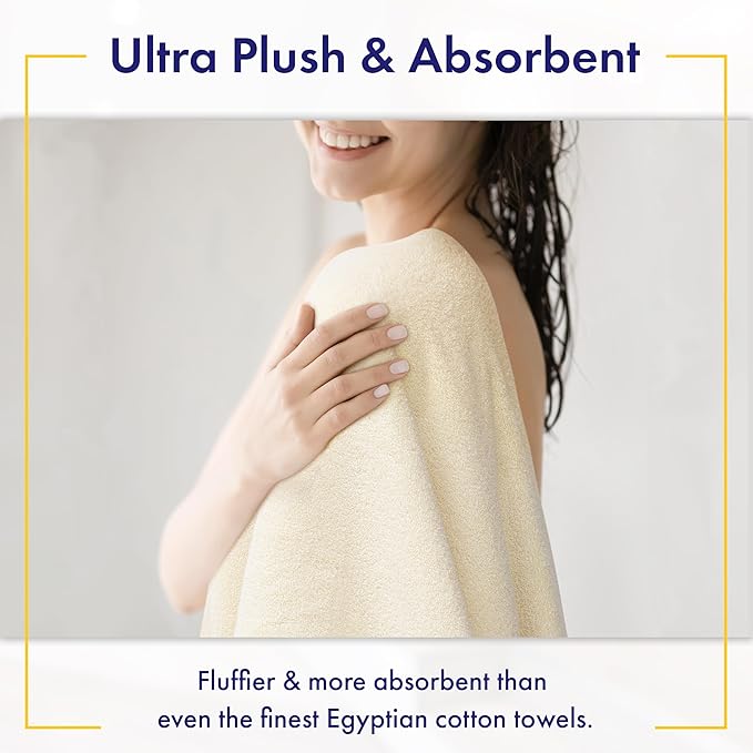 100% Organic Zero-Twist Cotton Towel - Luxury Bath Towel - Ultra Soft & Plush 700GSM Long-Staple Cotton (Papyrus)