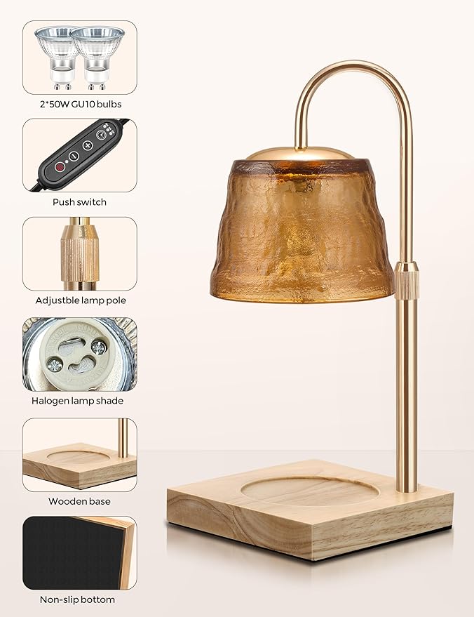 LOHAS Dimmable Candle Warmer Lamp with Timer, Frosted Teal Glass Cover, Versatile Jar Candle and Wax Melter for Bedroom Decor, Gift for New Homeowners
