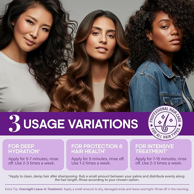 NUTRAHARMONY Hydrating Hair Mask for Dry, Frizzy & Damaged Hair โ Deep Conditioning Keratin Treatment with Argan & Coconut Oils, Collagen & Biotin โ Repairing, Anti-Frizz Hair Mask for Women, 10oz