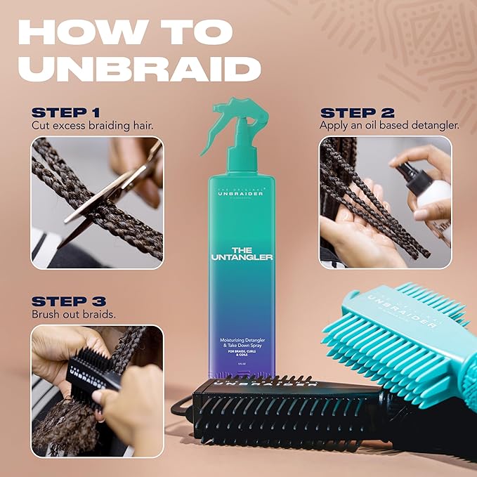 The UnBraider Detangler Brush For Braids | Unbraider To Take Braids Out | Premium Unbraiding Hair Brushes For Women | No Tugging & Breakage | All Hair Types | Black Onyx | 1 Count