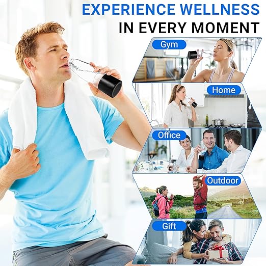 Hydrogen Water Bottle, 3000PPB Portable Hydrogen Water Ionizer Machine, Rechargeable Hydrogen Water Bottle Generator,with SPE & PEM, Hydrogen Water Cup for Exercise, Travel, Home, Office -Black