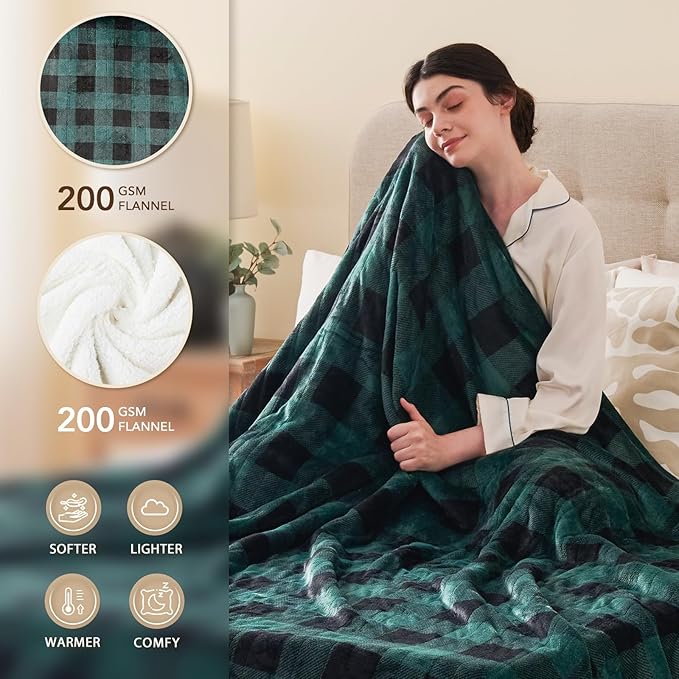Homemate Electric Blanket Heated Queen Size - 84“x90“ Ultra Soft Cozy Flannel Heating Blanket with 10 Fast Heat Levels 8 Hours Auto Off Over-Heated Protection ETL Certification Keep Warm in Home
