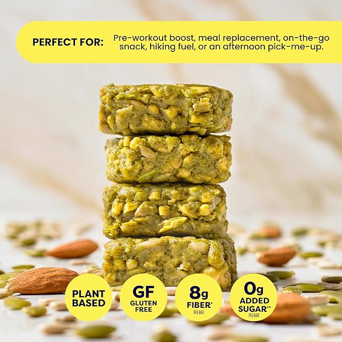 Vybe Snacks Savory Snack Bars – Lemon Mint Flavor | Crunchy & Delicious | Zero-Added Sugar, Gluten-Free, Plant-Based Goodness, Keto-Friendly, No Artificial Ingredients (Box of 12, 45g each)