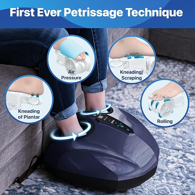MIKO Foot Massager Machine with Deep-Kneading, Compression, Shiatsu, and Heat for Plantar Fasciitis, Neuropathy - Fits up to Men Size 12