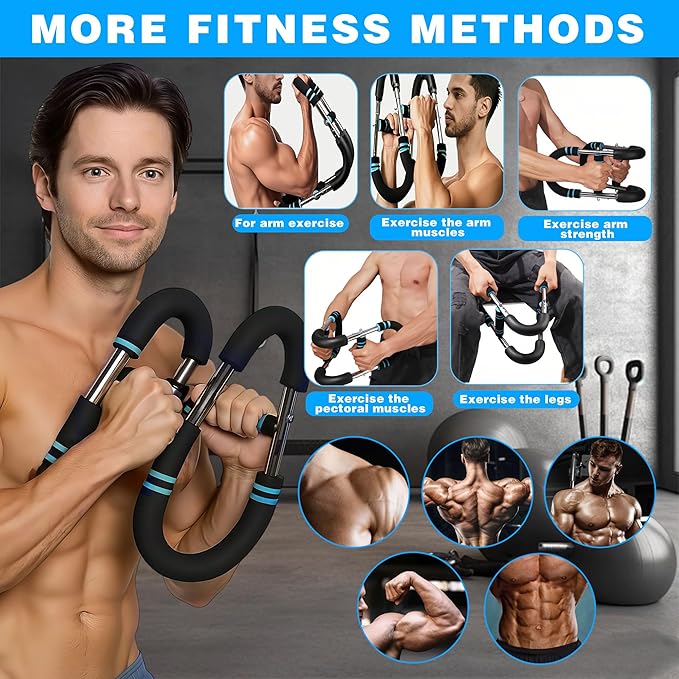 Twister Arm Trainer, 60-110lb Adjustable Chest & Arm Muscle Trainer for Men, Forearm Strengthener Shoulder Arm Exercise Equipment, Chest Workout Bar Portable Arm Exerciser for Home Fitness