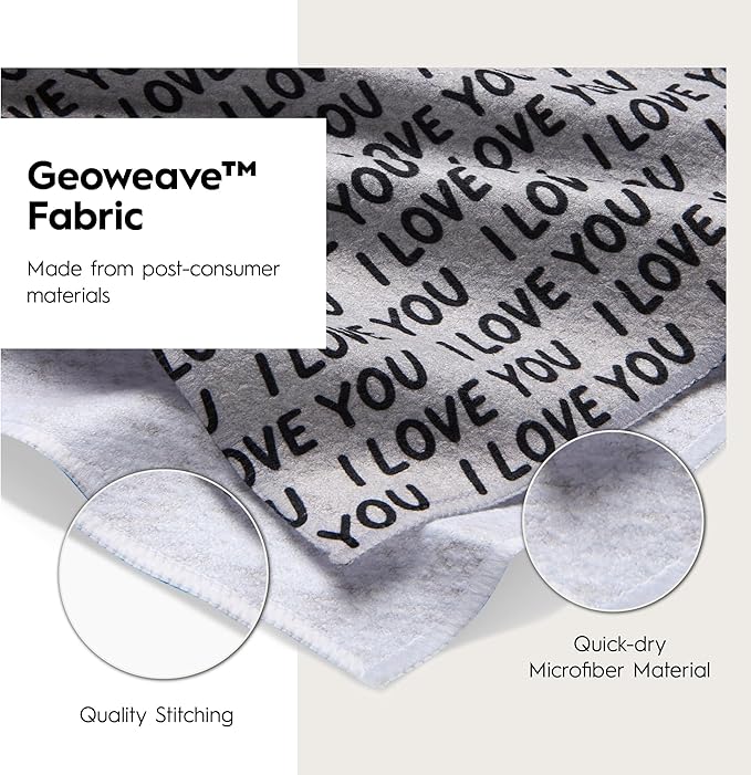 GEOMETRY Kitchen Towels - Quick Dry Microfiber Cloth Dish Towels for Kitchen Drying - Premium Quick Dry Towel Valentines Gifts for Mom - Love You More