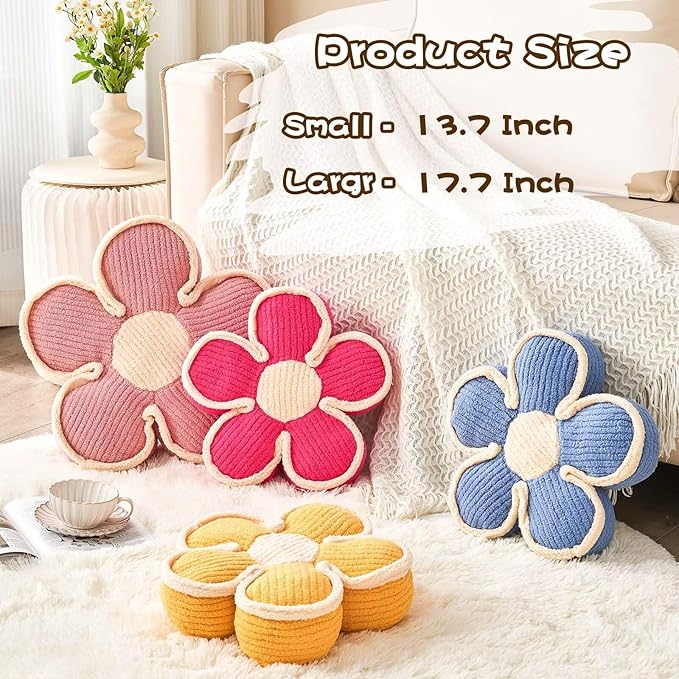 Soft Shaped Floor Cushion, Decorative Throw Pillow, Cute Seating Cushion, Plush Pillows for Sofa Couch Bed (17.7 Inch, Blue)