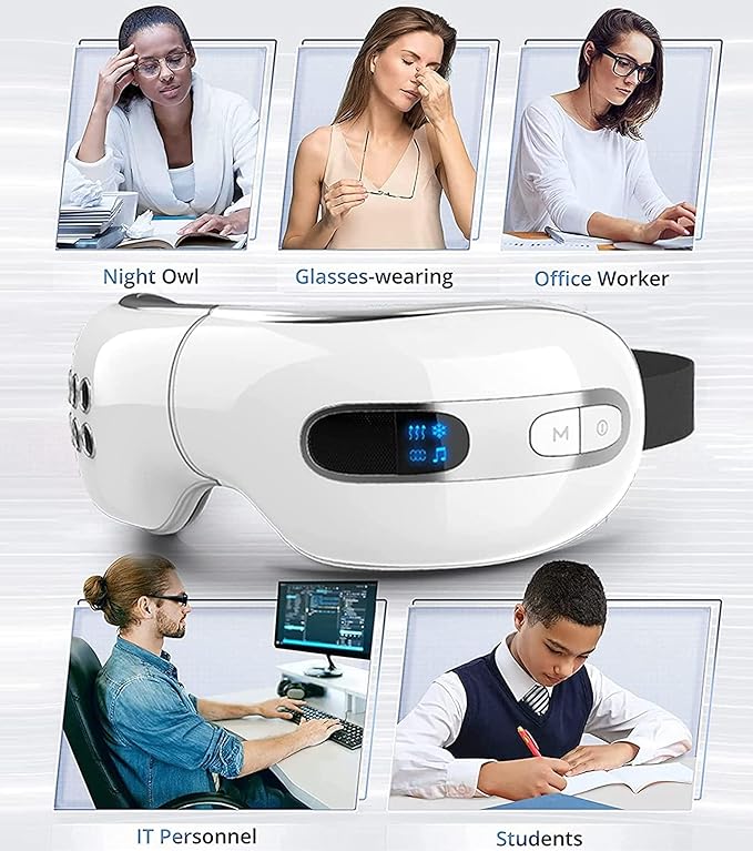 Eye Massager with Heat and Cooling for Migraines Dry Eyes Heated Eye Massager for Sleeping Travel Gifts for Women and Men