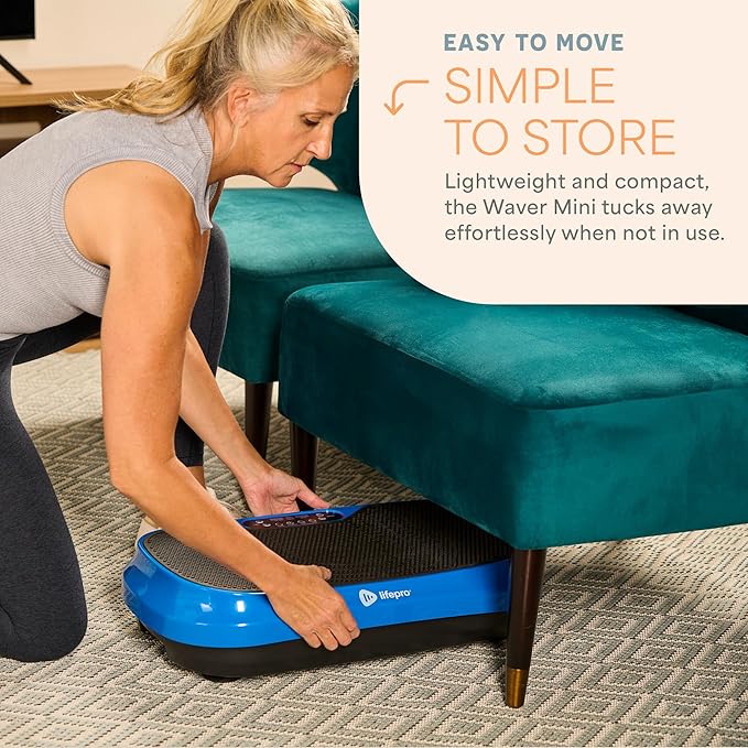 Lifepro Waver Mini Vibration Plate for Lymphatic Drainage – Whole Body Vibrating Platform Exercise Machine for Muscle Toning & Recovery with Remote & Resistance Bands, Max Load 260 lb
