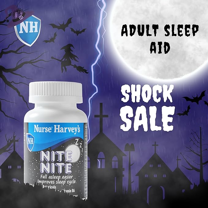 Nurse Harvey's Nite Nite Adult Sleep Capsules with 3mg Melatonin, Magnesium Bisglycinate, Vitamin B6, Natural Sleep Aid for Adults โ 60 Vegan Capsules for Improved Sleep Cycle & Quality