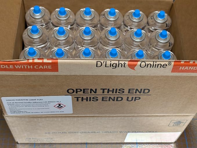 D'light Online HD26 Disposable 26 Hours Liquid Candles, Clear Plastic Disposable Fuel Cells for Wedding Table Top Lights, Restaurant Tables and Emergency Candles- (26 Hours, Set of 60)