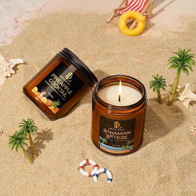 Pineapple Cocktail Candles, 7oz Pineapple Cocktail Scented Candle, Natural Soy Candles for Home Scented, Long Lasting with 50 Hour Burn Time, Gifts for Men Women