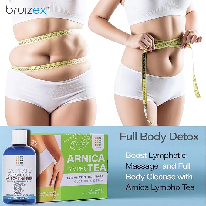 Lymphatic Drainage Massage Ginger Oil with Arnica & Organic Coconut Oil 8.5 Oz