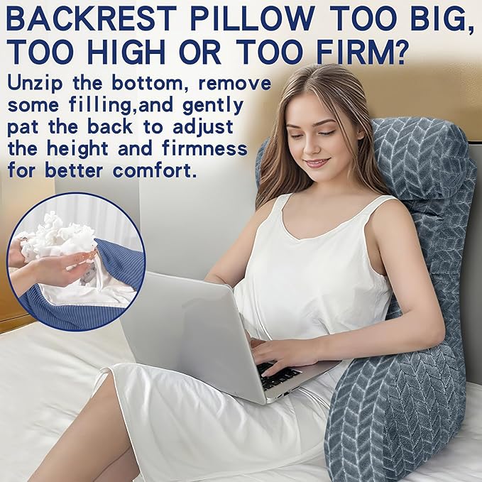 Back Pillow for Bed Sitting Up, Reading Pillow, Extra Large Arm Pillows for Adults for Back Support,Bed Pillow for Sitting up for Watching TV/Gaming/Relaxing