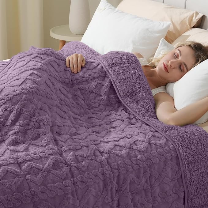 Super Fuzzy Soft Sherpa Fleece Weighted Blanket, 15 lbs Dual Sided Fluffy Heavy Weighted Blankets for Adults - No Bunching with Double Layers of Soft Inner Lining (60"x 80", 15 Pounds)